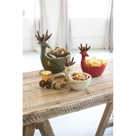 

Kalalou CDV1655 9 x 6 x 11 in. Ceramic Deer Bowls - Set of 3