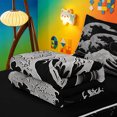 thumbnail image 5 of meiyoeat Japanese Black Wave Zipper Twin Comforter Sets with Fitted Sheet and 2 Pillowcases For Kids,Ukiyo-E Style Print Zipper Bedding Set,Black Reversible,4 Pieces, 5 of 7