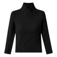 thumbnail image 4 of Vinsonshop Womens Fleece Lined Thermal Shirts Long Sleeve Cross Wrap Mock Neck Slim Fit Base Layer Winter Warm Undershirts Fall Clothes Black L, 4 of 6