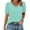 Cyan #037, variant on Womens Tops Short Sleeve Shirts Buttons V Neck Spring Fashion Summer Outfits Plus Size Dressy Casual Blouses Blue XL