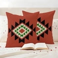 thumbnail image 3 of Red Black Green Boho Outdoor Waterproof Pillow Covers, Farmhouse Vintage Abstract Geometric Decorative Square Throw Pillowcase Sofa Cushion Sham for Patio/Couch/Chair, 20"x20" 2 Pack, 3 of 8
