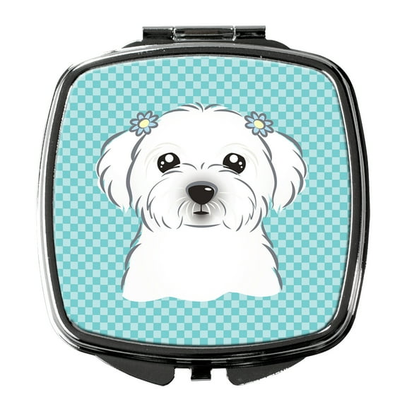 Carolines Treasures BB1146SCM Checkerboard Blue Maltese Compact Mirror BB1146SCM  multicolor