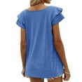 thumbnail image 3 of XCHQRTI Women's Ruffle Sleeve Shirts V Neck Flutter Short Sleeve Tunic Blouse Hollow Casual Top, 3 of 6