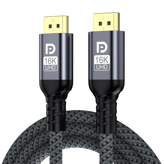 80Gbps Displayport Cable 2.1 16K@60Hz, 8K@120Hz, 4K@240Hz, DP 2.1 Cable 16K Braided Cord, Compatible with HDR10 DSC 1.2a, G-Sync FreeSync Gaming PC, Gaming Monitor 5090, AMD 7900XTX