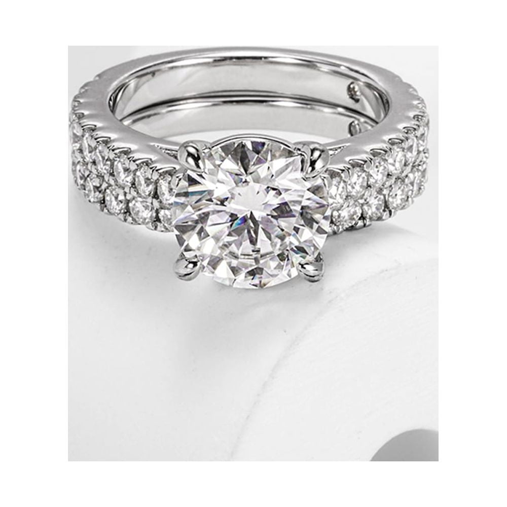 Total 4.15ct D Color Round Moissanite Engagement Rings for Women Wedding Band VVS1 Sterling Silver Bridal Sets