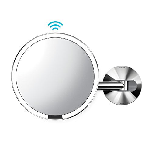 simplehuman Wall Mount-5x Magnification Sensor Makeup Mirror, Polished Stainless Steel