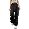 thumbnail image 2 of Coduop Women High Waist Wide Leg Trousers Elastic Baggy Long Pants with Pockets, 2 of 8