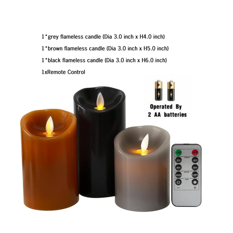 Battery Operated LED Motion Flame Real Wax Candles- Set of 3