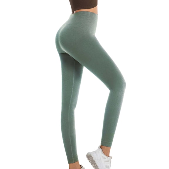 Qgtaibl Womens Butt Lifting Yoga Leggings Elastic High Waist Tummy Control Sweatpants Waffle Textured Non See Through Stretch Workout Tights for Gym Fitness Light Blue XL