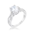 thumbnail image 1 of Bague Ovale Classique Justine 2 CT Zircon Cubique Rhodium - Taille 10, 1 of 1