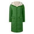 thumbnail image 5 of Dwralegc Long Puffer Jacket Womens Long Sleeve Thick Fall Long Puffer Jackets Shearling Zip Up Plus Size Coats Trendy Heavyweight Hooded Jackets with Pockets Dark Green M, 5 of 8