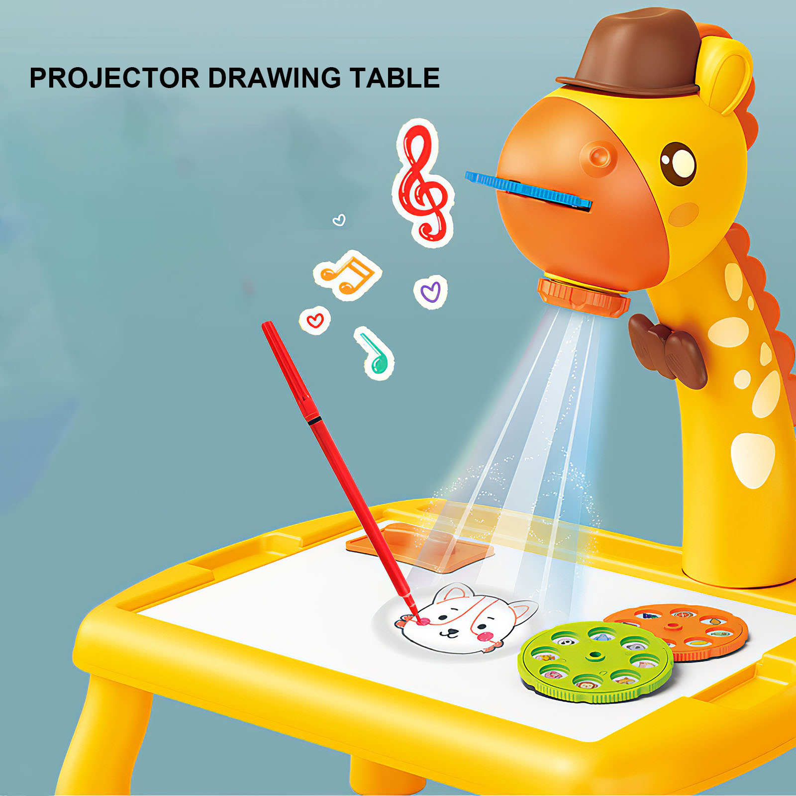 2pcs/Set Drawing Projector for Kids with Flashlight Slide Projector,  Projector Drawing Table for Kids Tracing with Light Music Sketcher Desk for  Early