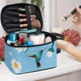 thumbnail image 4 of HELLHERO Cosmetic Organizer Bag Case Large Capacity Brush Slots for Men and Women Hummingbird Daisy Blue, 4 of 5