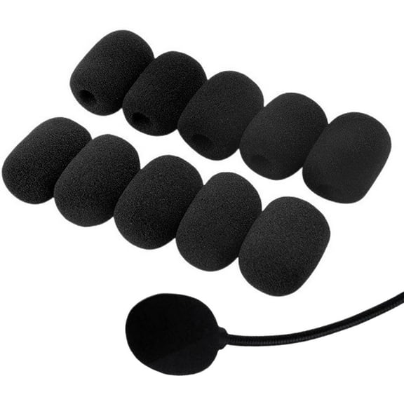 10Pack Headset Microphone Foam Cover - Pop Filter For Microphone - Microphone Cover - Microphone Cover Foam - Microphone Protector - Foam Microphone Windscreen - For Headset And Handheld Mics (Black)
