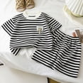 thumbnail image 2 of mgoYE Baby Boy Clothes 12-18 Months Boy Boy Girls Toddler Summer Outfit Striped T-shirt Soft Toddler Boy Summer Clothes 6 12 18 Months 2 3 4 5 T Short Set(White,18-24 Months), 2 of 7