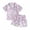Purple, variant on Musuos Girls Satin Pajama Set, 1-5T Lapel Neck Short Sleeve Rabbit Print Tops + Elastic Waist Shorts Toddler Easter 2 Piece Sleepwear Outfit