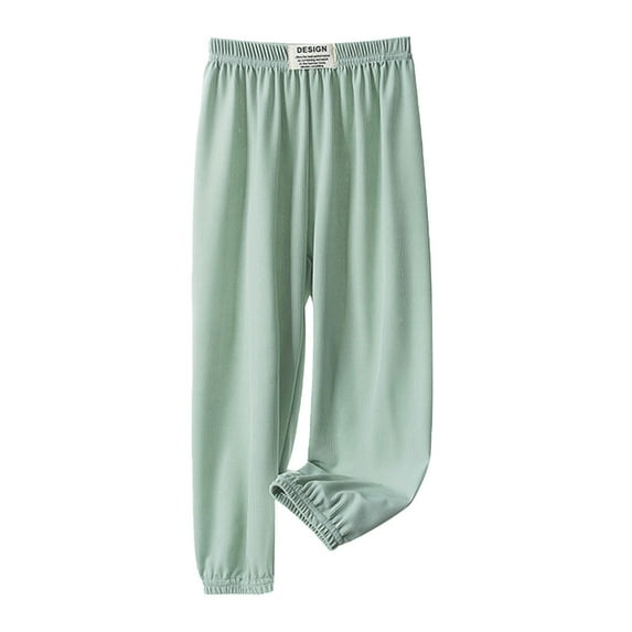 ZCFZJW Toddler Kids Baby Girls Fashion Cute Sweet Ice Silk Wide Leg Pants Summer Stretch Elastic Waist Trousers Leggings Long Pants #02-Mint Green 8-9Years