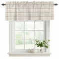 thumbnail image 2 of Beige Wood Grain Valances for Windows, Decorative Rod Pocket Window Valance Curtains, Rustic Retro Wooden Plank Farmhouse Short Curtain Drapes for Kitchen/Living Room, 2 Panels, 54" W x 18" L, 2 of 8