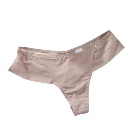 

Kddylitq Breathable Thong for Women Seamless Mesh Low Rise Ice Silk Underwear Khaki M