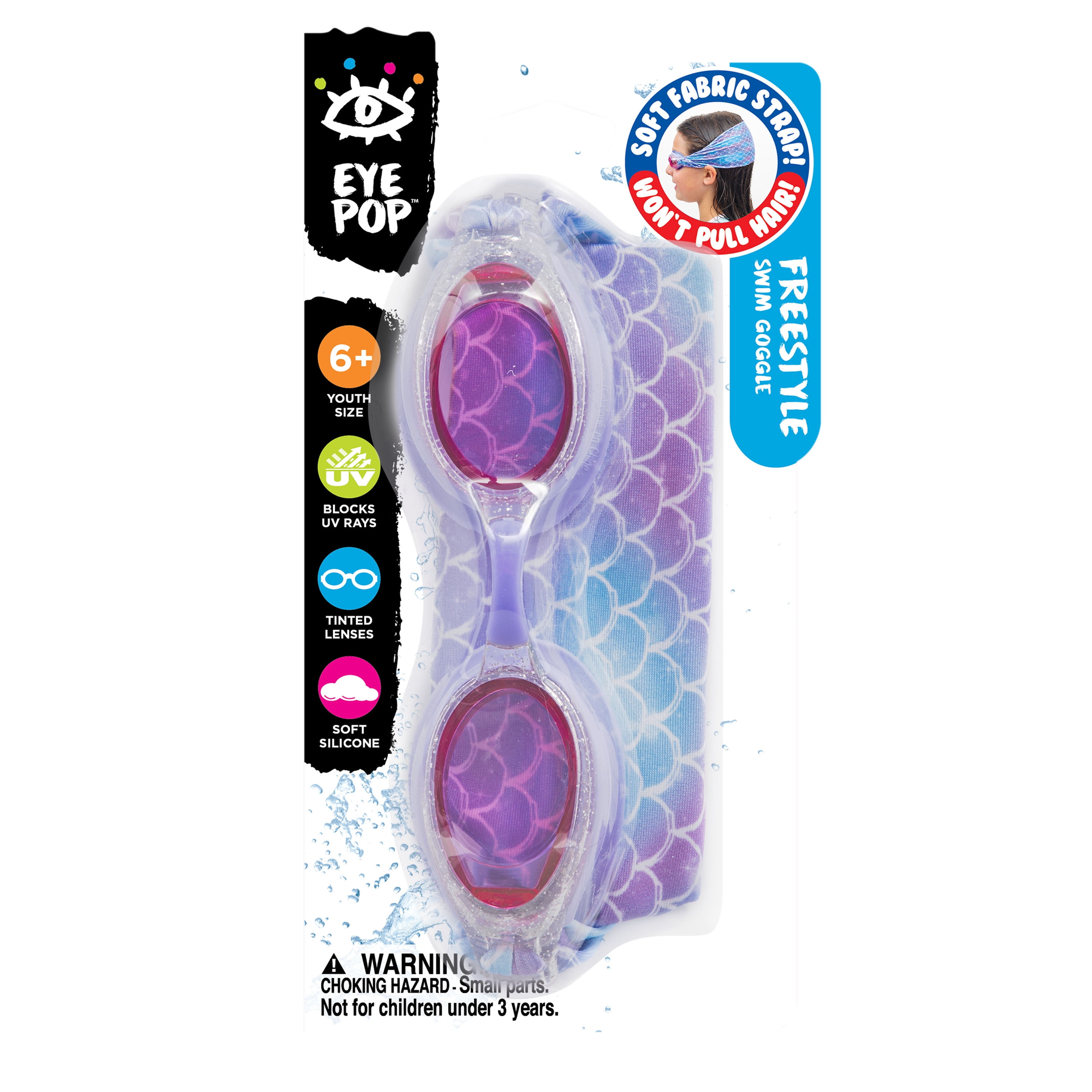 EyePop Mermaid Fabric Strap Goggles for Children, Blue/Purple Unisex, One Size Fits Most