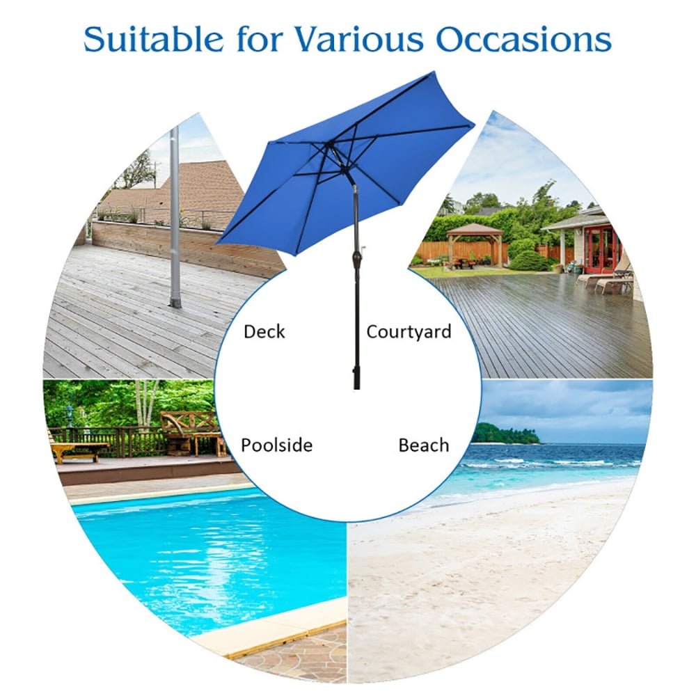 Aimee Lii 9 ft Outdoor Market Patio Table Umbrella Push Button Tilt Crank Lift, Table Umbrella Outdoor Patio, Blue Aimee Lii 9 ft Outdoor Market Patio Table Umbrella Push Button Tilt Crank Lift, Table Umbrella Outdoor Patio, Blue