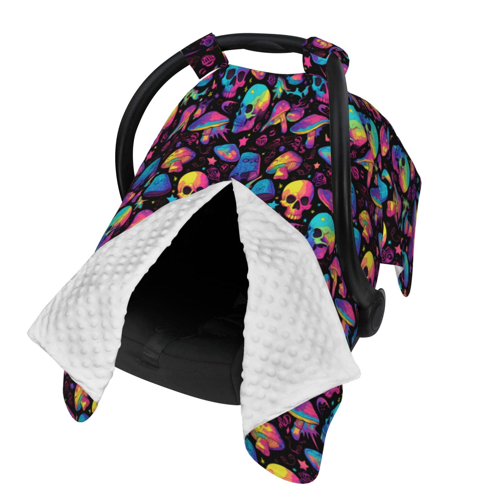 Naloa colorful mushroom Skull Baby Car Seat Cover, Breathable Baby Carrier Cover, Multiuse Baby Carrier Cover & Nursing Breastfeeding Cover