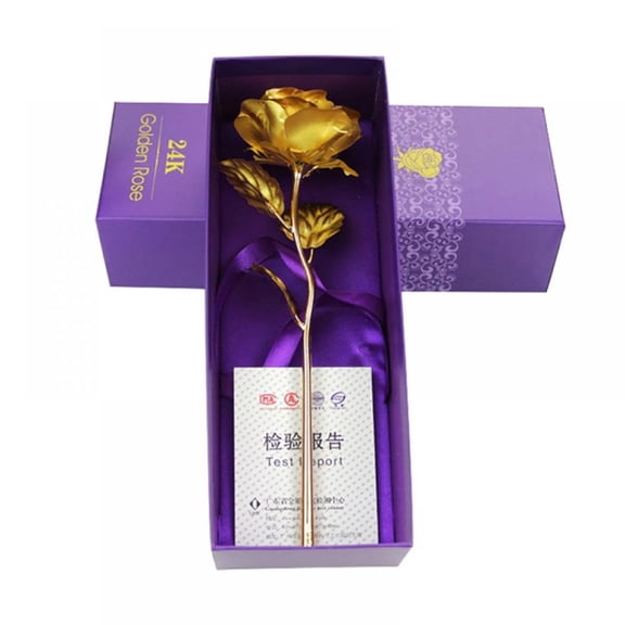 Purple Rose, Golden Flower Purple Colorful Gold Foil Roses with Love Stand Unique Gifts for Her Girlfriend Wife Women Mother Mom Mama Valentine's Day Mother's Day Holiday Party Wedding Anniversary