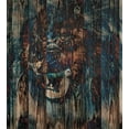 thumbnail image 3 of Savannah Duvet Cover Set, Wild African Animal Big Cat Lion Carved on Grunge Wooden Board Boho Nature Art, Decorative 3 Piece Bedding Set with 2 Pillow Shams, King Size, Brown and Teal, by Ambesonne, 3 of 3