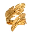 thumbnail image 1 of Anillo de acero inoxidable para hombre, estilo vintage, con plumas, delicado, accesorio elegante para novios, maridos y amigos, talla 10, dorado., 1 of 7
