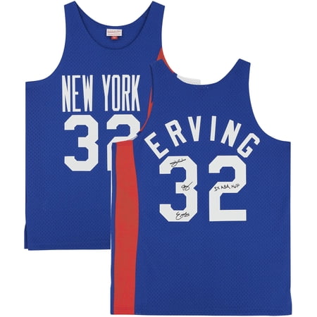 Julius Erving Blue New York Nets Autographed Mitchell & Ness 1973-74 Swingman Jersey with 3x ABA MVP Inscription
