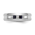 thumbnail image 4 of 14k White Gold Ring Wedding Band Diamond 0.1 ct 0.002 1/10 carat and Sapphire Complete Men's Channel, 4 of 8