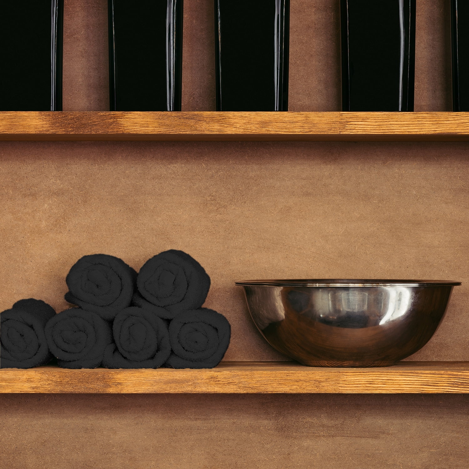 Arkwright Bleach Safe Jr. Salon Towels - 100% Ring Spun Cotton Hand Towel for Spa - (Bulk Case of 180) Black