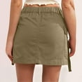 thumbnail image 3 of Odeerbi Solid Color Skirt for Women 2025 Fashion Casual Buttocks Short Skirt Solid Work Skirt With Pocket Khaki, 3 of 6