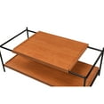 thumbnail image 3 of Benjara Rectangular Wooden Top Metal Frame Coffee Table, Oak Brown and Black, 3 of 5