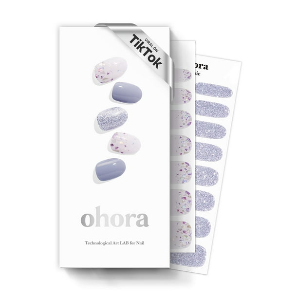 Tiras de gel semicuradas para uñas Ohora N Afterglow Blue Glitter