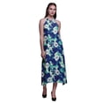 thumbnail image 1 of Bimba Robe Teinture sur Nœuds Décontractée Longue Dos Nu à Col Licou pour Femmes, Robe de Plage Imprimée - X-Grand, 1 of 1