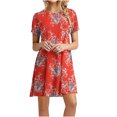 thumbnail image 2 of Yuyuzo Robe Mini pour Femmes 2025 Été Décontractée à Manches Courtes Mignonne à Col Rond Robe Fluide à Imprimé Floral Ample Robe T-Shirt de Plage, 2 of 5