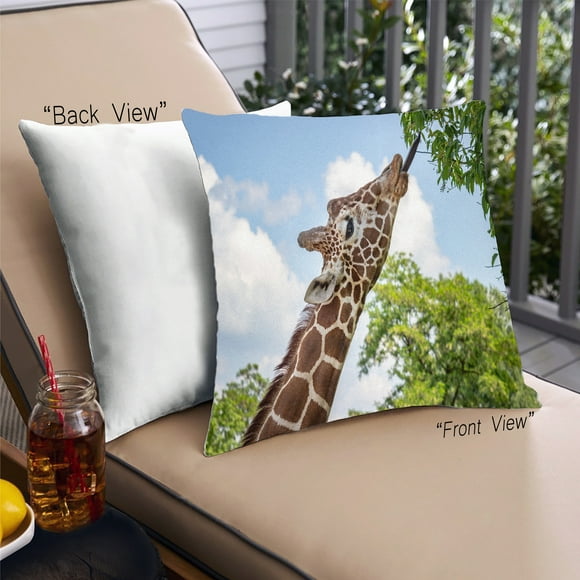 Ahgly Company Animals Girraffe Outdoor Throw Pillow, 18 inch by 18 inch