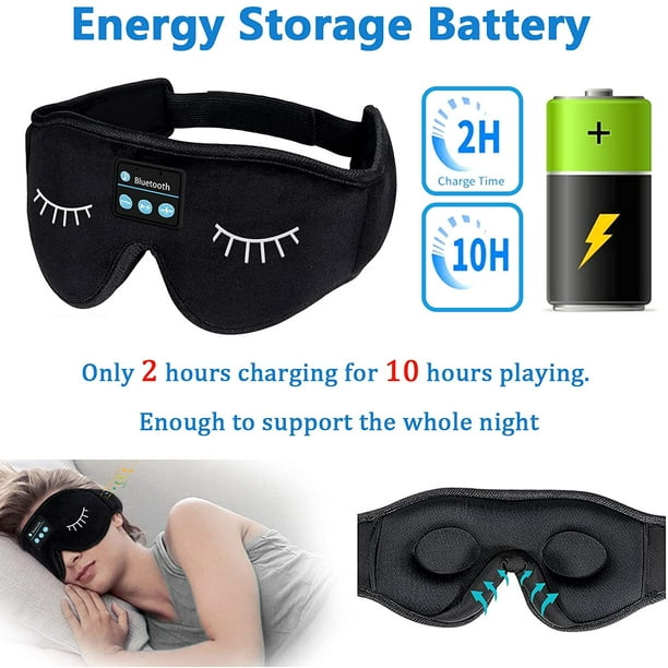 Casque de sommeil Bluetooth Masque oculaire Casque sans fil intégré pour  dormir