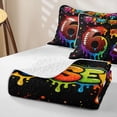 thumbnail image 4 of meiyoeat Graffiti Dripping Football Twin Quilt Set for Boys, Rainbow 67 Number Stars Twin Coverlet Set, 2 Pieces, 1 Comforter and 1 Pillowcase, 4 of 7