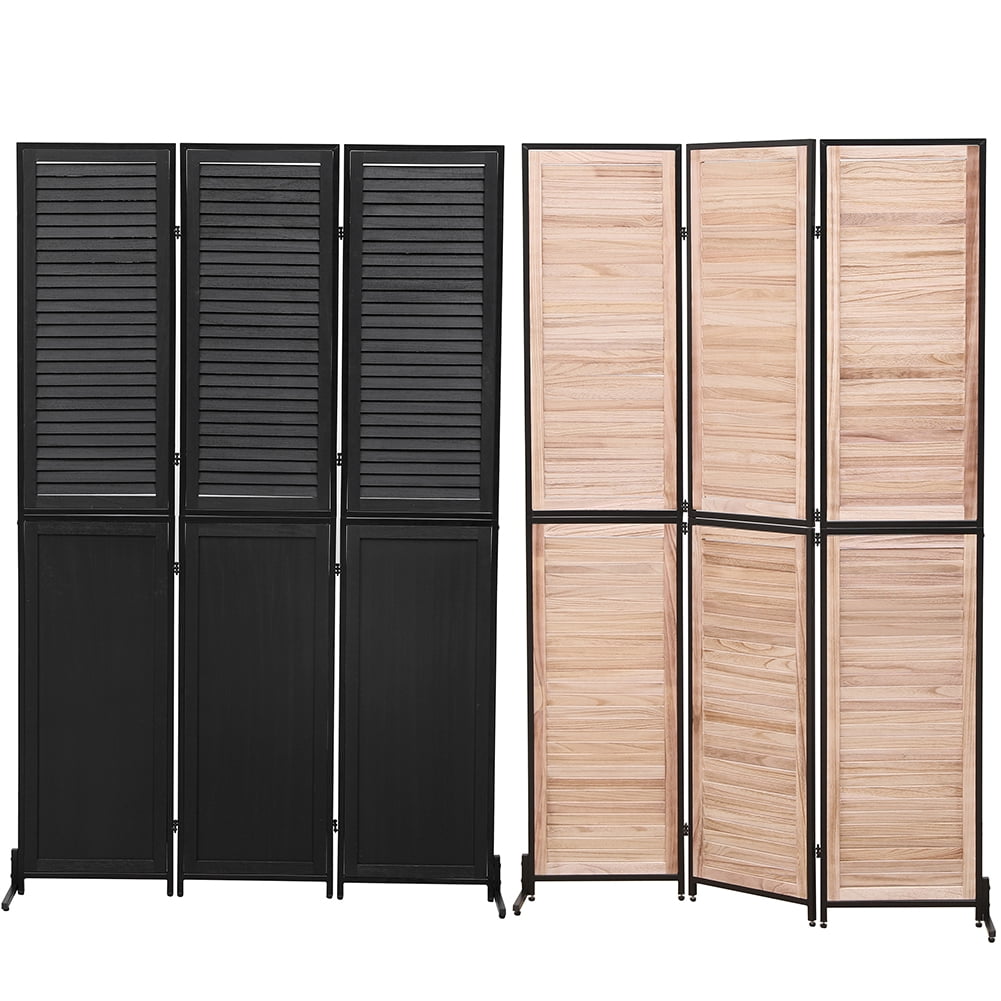 3 Panel Room Divider, Folding Privacy Screen, 5.9FT Heavy Duty Partition Wall Dividers Room Separator with Metal Frame, Freestanding Louvered Divider Screen for Home Office Restaurant Bedroom