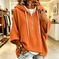 thumbnail image 4 of 3/4 Sleeve Hoodie Sweatshirts for Women, Oversized Half Zip Drawstring Casual Solid Color Loose Pullover Tops for Everyday Loungewear, 4 of 6