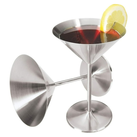 KioJJp Stainless Steel Martini Glasses - 8oz, Set of 2 - Unbreakable Martini Glasses, Ideal Outdoor Martini Glasses for Boating, RV, Parties, Stylish Cocktail Glasses & Martini Glass Gift Set