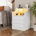 ADORNEVE Nightstand with Charging Station and LED Lights, Bedside Table