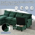 thumbnail image 4 of 106" U Shape Sectional Sofa Cloud Couch for Living Room, Comfy Modular Sofas with Double-layer Cushion, 4 Seat Chenille U-Shaped Sleeper Sofa with Chaise Lounge, Ottoman & Pillows, Emerald, 4 of 9