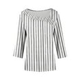 thumbnail image 4 of Hvot&aat Womens Asymmetrical Square Neck Button Tops 3/4 Length Sleeve Business Blouses Loose Fit T Shirt, 4 of 4