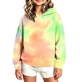 thumbnail image 5 of Hoodies for Girls Nelozsy Girls Gradient Color Hooded Sweatshirt Kids Long Sleeve Loose Pullover Hoodie For Fall Winter Yellow 11-12 Years, 5 of 6