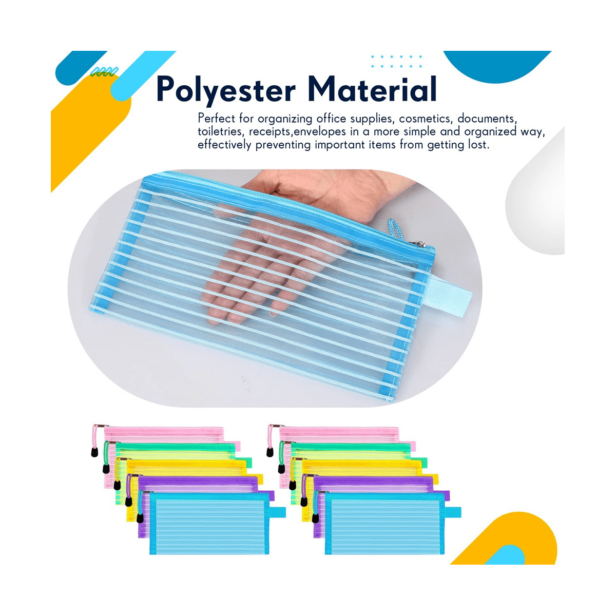 Mesh Pencil Cases Multipurpose, Multicolor, 50 Pack