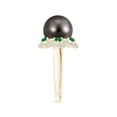 thumbnail image 3 of Angara Tahitian Cultured Pearl Floral Ring with Emeralds in 14K Yellow Gold for Women | June Birthstone Jewelry for Her, 3 of 8