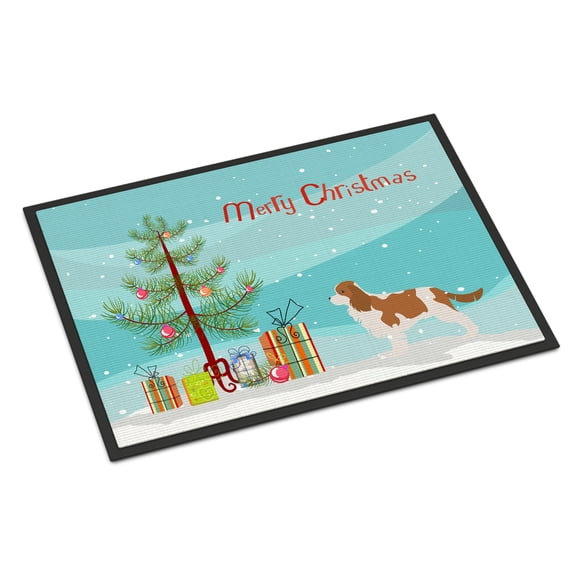 Carolines Treasures BB2967JMAT Cavalier King Charles Spaniel Merry Christmas Tree Door Mat Indoor Rug or Outdoor Welcome